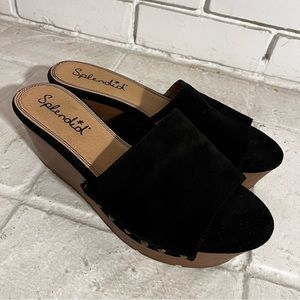 Splendid Women's Platform Wedge Lana 7.5 Black Suede Studded Chunky Bratz